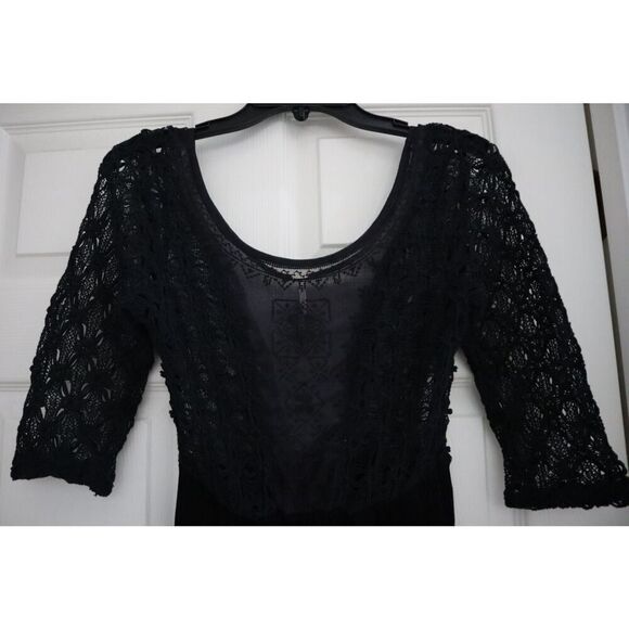 Free People Women's z 4 Black Embroidered Lonesome Dove High-Low Hem Dress - Picture 6 of 16